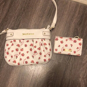 Juicy Couture White Ditsy Rose Purse W/ Matching Wallet